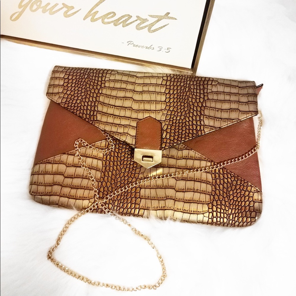 🆕 Coffee Crocodile Look Clutch - Picture 6 of 6